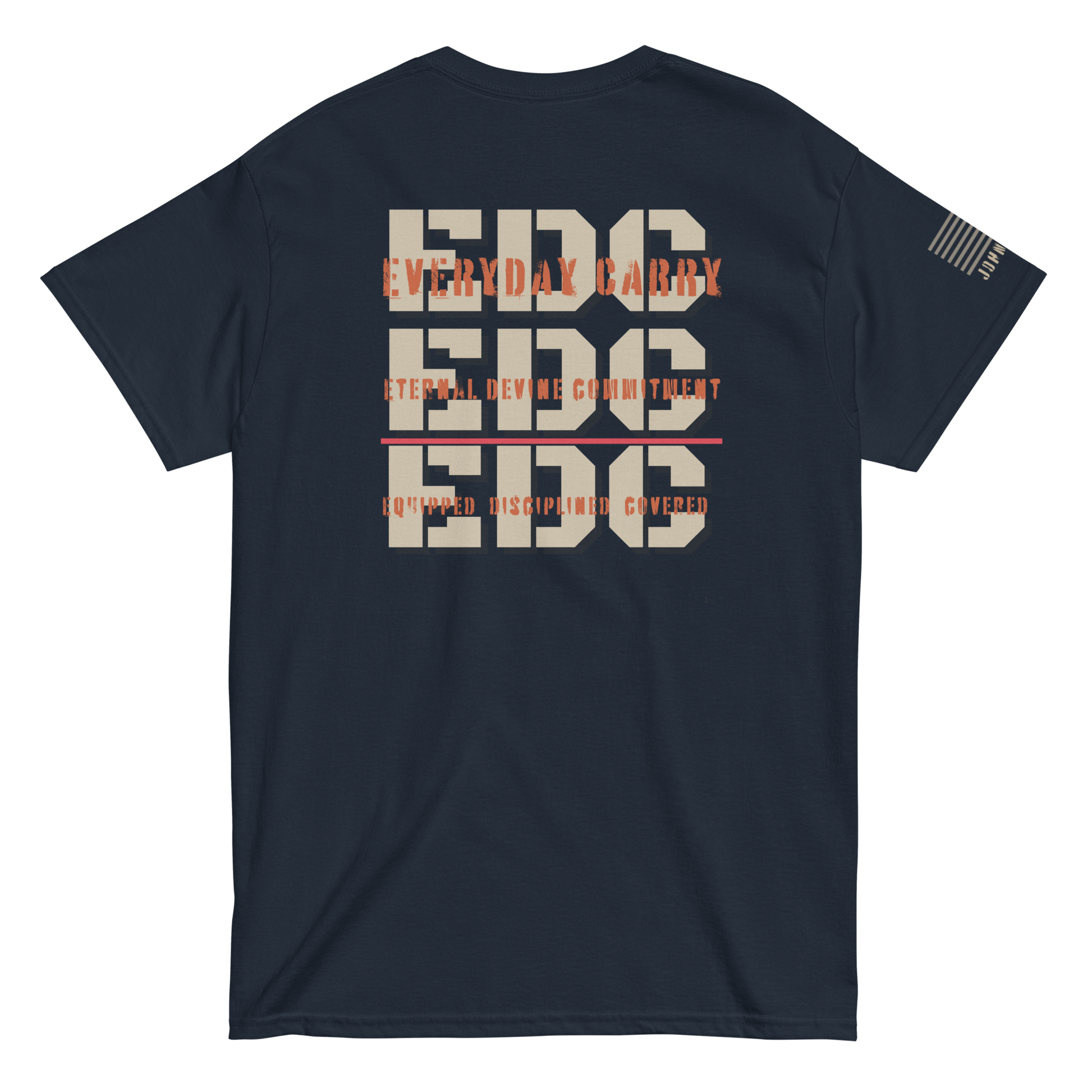 EDC tee from FFO’s Spiritual Special Ops collection featuring Thin Red Line detail — design highlights triple meaning