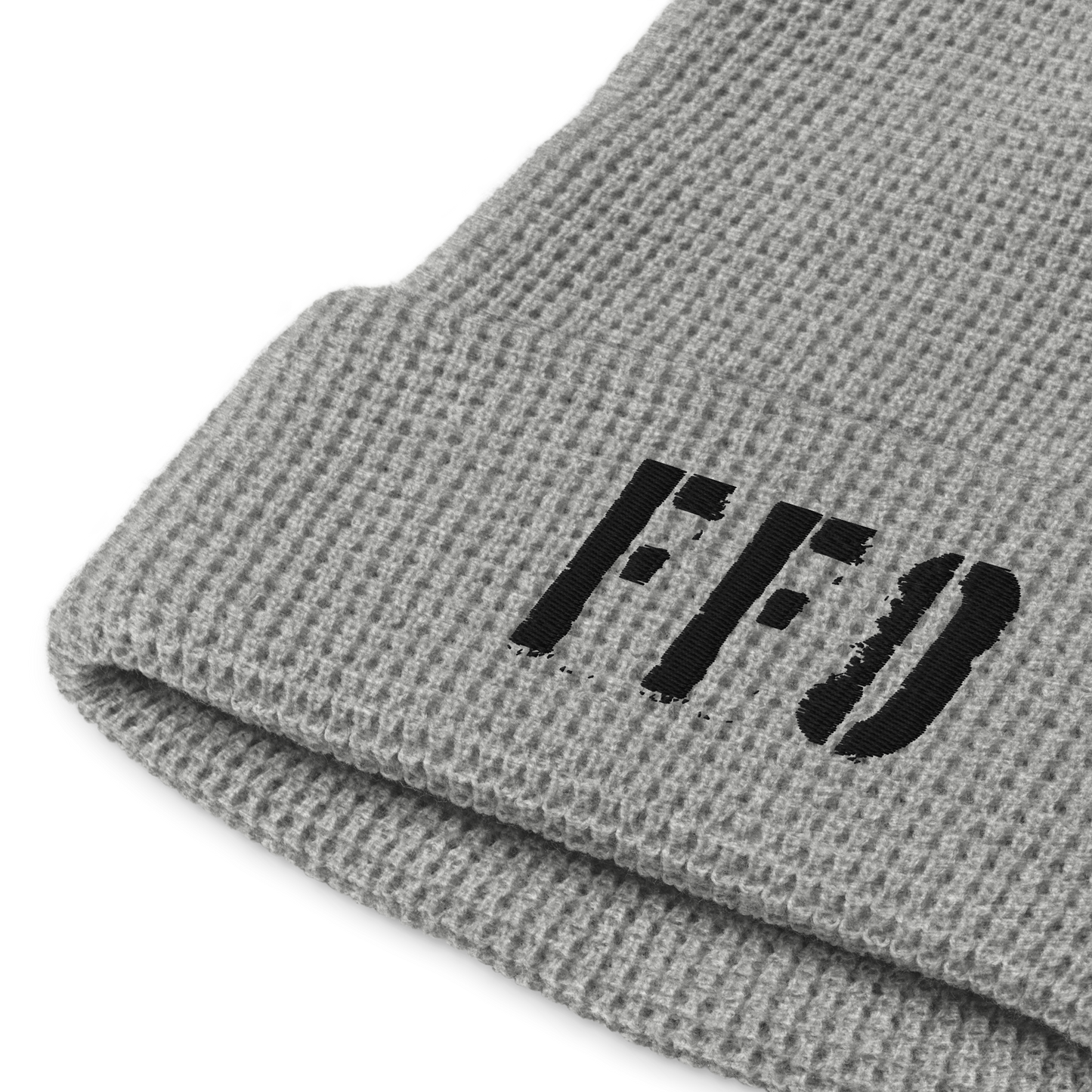 Richardson waffle knit beanie with front-embroidered black FFO logo — rugged winter headwear combining tactical texture and faith-driven branding in the Head for Cover Collection.