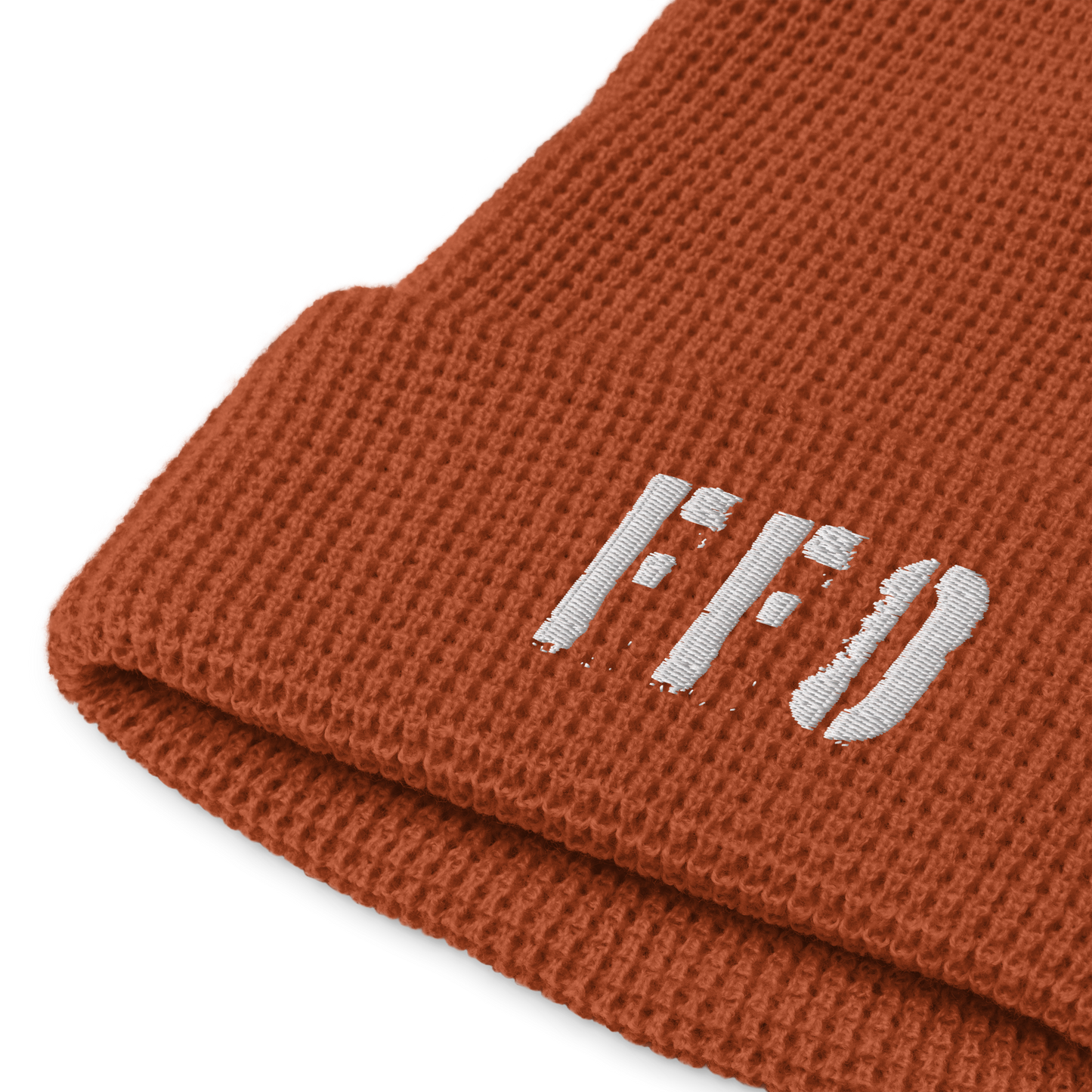 Richardson waffle knit beanie with front-embroidered white FFO logo — rugged winter headwear combining tactical texture and faith-driven branding in the Head for Cover Collection.