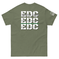 EDC tee from FFO’s Spiritual Special Ops collection featuring Thin Green Line detail — design highlights triple meaning