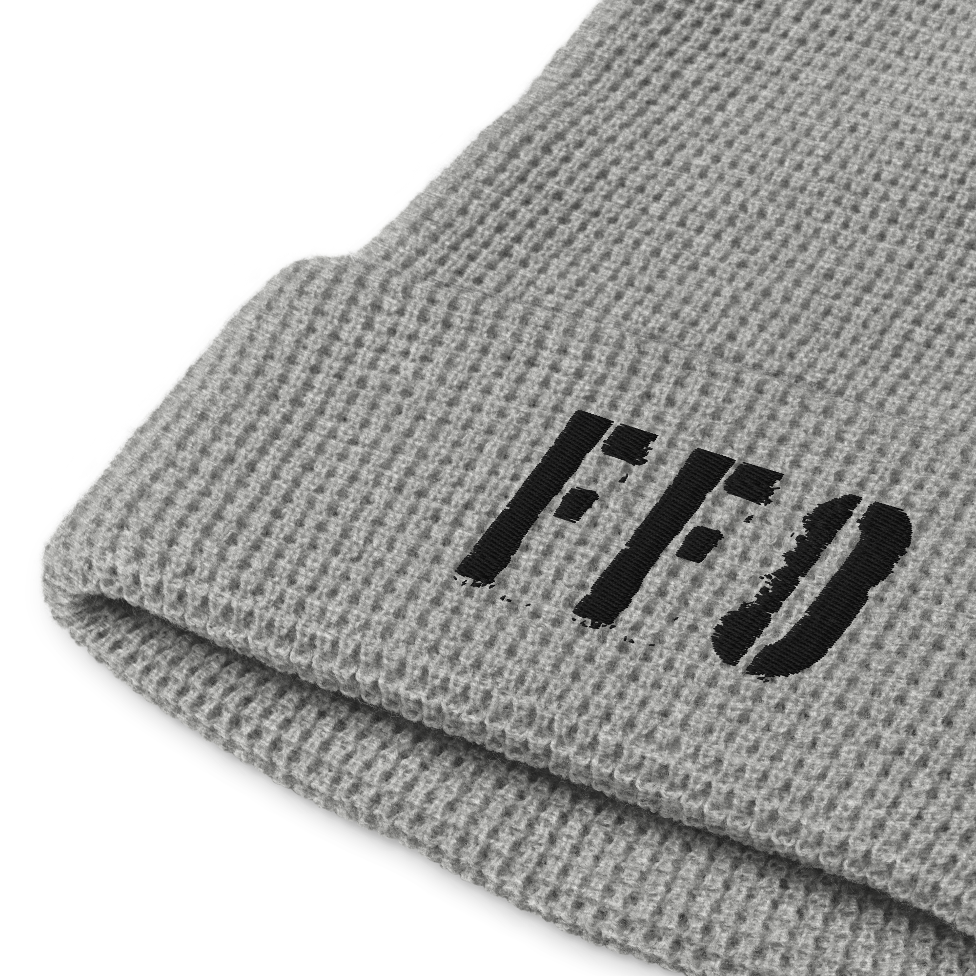 Richardson waffle knit beanie with front-embroidered black FFO logo — rugged winter headwear combining tactical texture and faith-driven branding in the Head for Cover Collection.