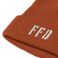 Richardson waffle knit beanie with front-embroidered white FFO logo — rugged winter headwear combining tactical texture and faith-driven branding in the Head for Cover Collection.